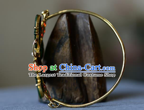 China Handmade Jade Butterfly Bangle Jewelry Qing Dynasty Silver Bracelet Traditional Wristlet Accessories