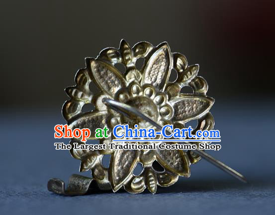 Chinese Handmade Qing Dynasty Vintage Hair Stick Ancient Empress Silver Sunflower Hairpin Traditional Court Hair Accessories