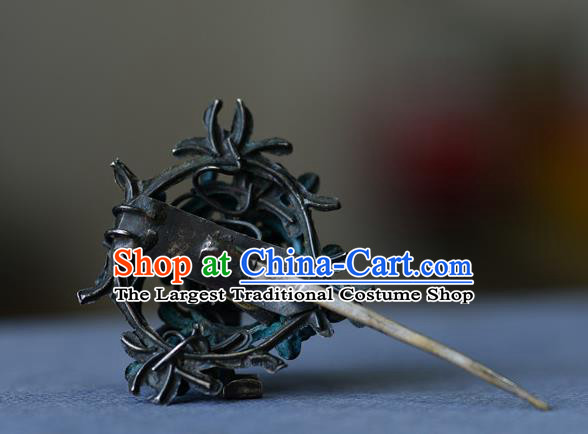 Chinese Traditional Court Woman Hair Accessories Handmade Qing Dynasty Cloisonne Hair Stick Ancient Empress Silver Hairpin