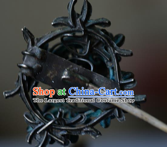 Chinese Traditional Court Woman Hair Accessories Handmade Qing Dynasty Cloisonne Hair Stick Ancient Empress Silver Hairpin