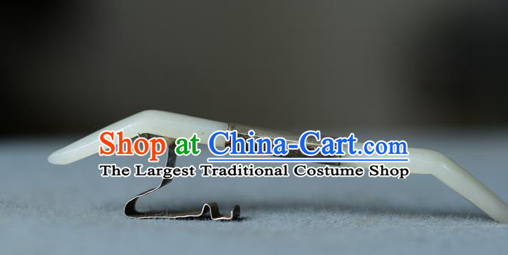 Chinese Handmade Qing Dynasty Imperial Consort Hair Crown Ancient Court Woman Silver Hairpin Traditional Hetian Jade Hair Accessories