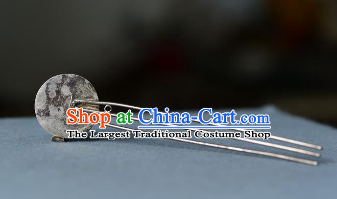 Chinese Ancient Palace Lady Silver Hairpin Traditional Hair Accessories Handmade Qing Dynasty Court Woman Agate Hair Comb