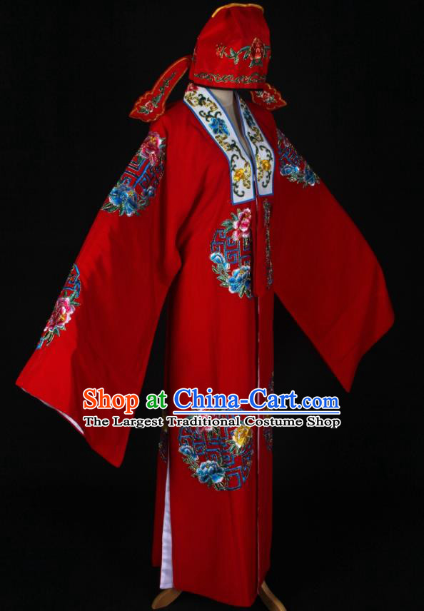 China Ancient Bride Clothing Peking Opera Xiaosheng Red Robe Pandoras Box Zhi Zunbao Garment Costume