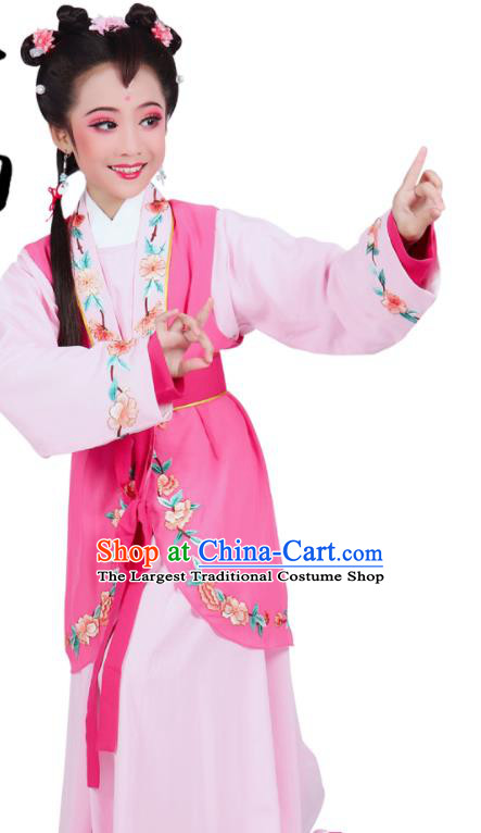 Chinese Ancient Servant Girl Garment Costumes Traditional Huangmei Opera Young Lady Clothing Beijing Opera Diva Pink Dress Outfits