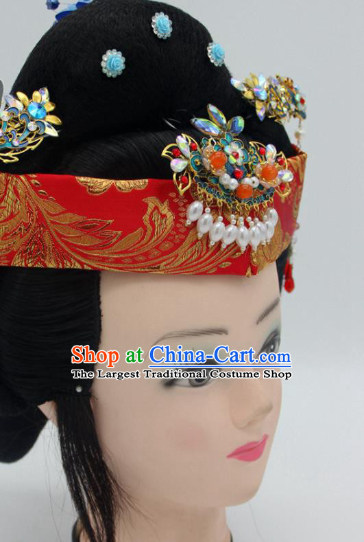 Chinese Beijing Opera Elderly Woman Headdress Peking Opera Dame Hairpins Hair Accessories Ancient Pantaloon Headpieces