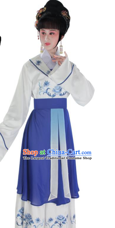 Chinese Ancient Country Woman Garment Costumes Traditional Guangdong Opera Actress Clothing Beijing Opera Diva White Dress Outfits
