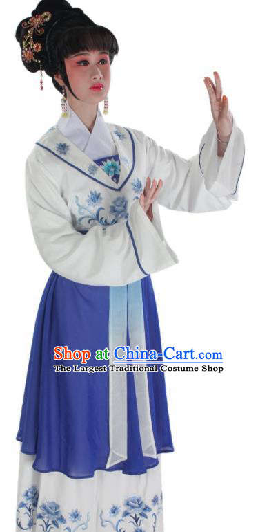 Chinese Ancient Country Woman Garment Costumes Traditional Guangdong Opera Actress Clothing Beijing Opera Diva White Dress Outfits
