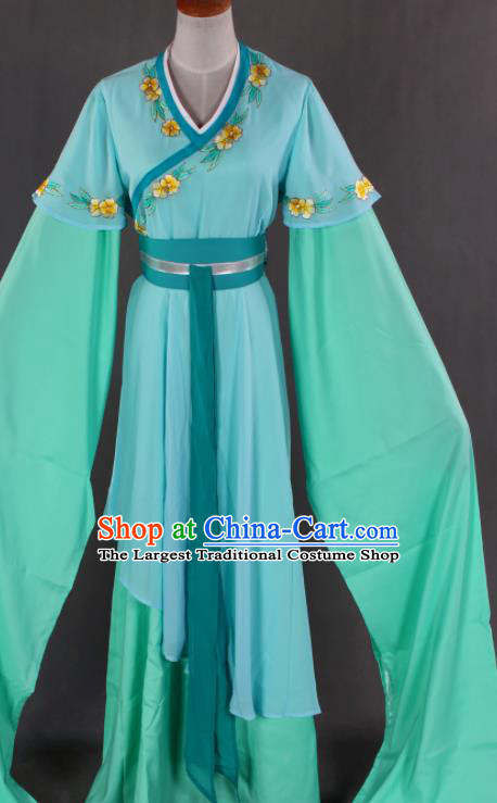 Chinese Ancient Noble Lady Garment Costumes Traditional Shaoxing Opera Actress Clothing Beijing Opera Hua Tan Green Dress Outfits