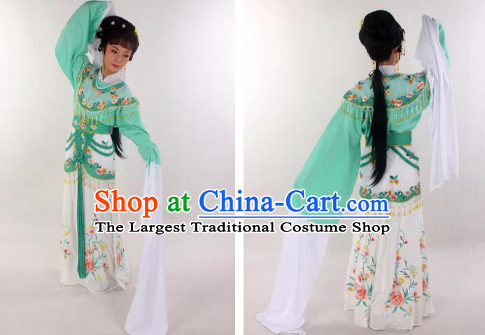 Chinese Ancient Fairy Green Dress Outfits Traditional Shaoxing Opera A Dream in Red Mansions Clothing Beijing Opera Hua Tan Garment Costumes