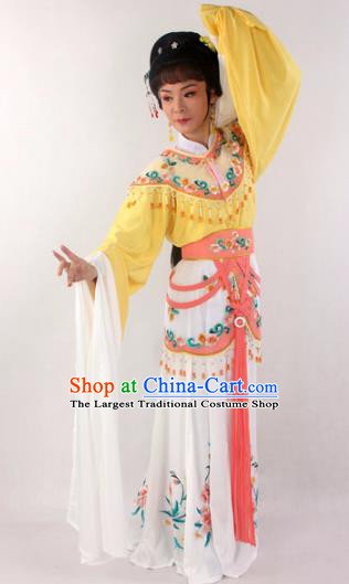 Chinese A Dream in Red Mansions Ancient Princess Yellow Dress Outfits Traditional Shaoxing Opera Actress Clothing Beijing Opera Diva Garment Costumes