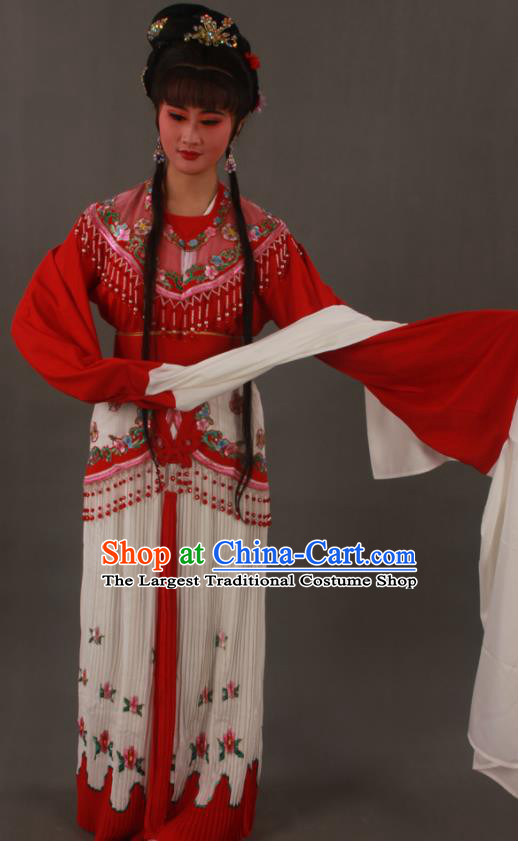 Chinese Beijing Opera Hua Tan Garment Costumes Ancient Fairy Princess Red Dress Outfits Traditional Shaoxing Opera Actress Clothing