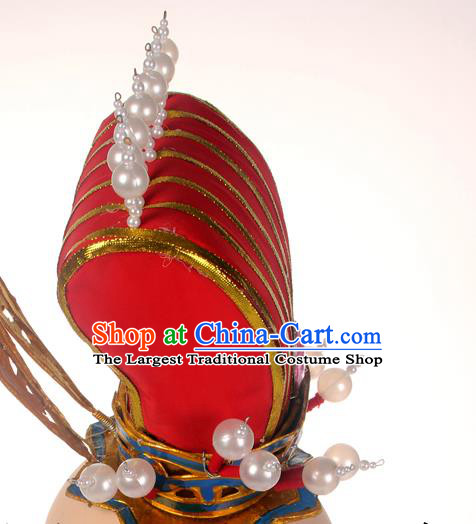 Chinese Ancient Scholar Headdress Beijing Opera Xiaosheng Hat Peking Opera Bridegroom Red Hairdo Crown