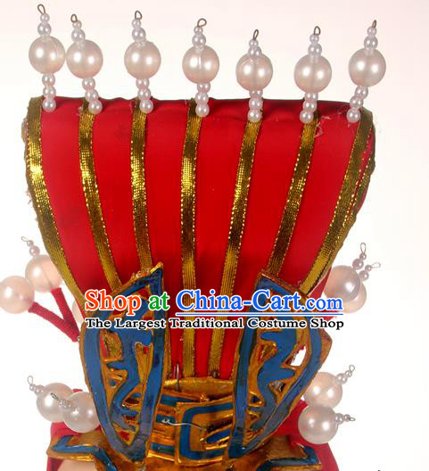 Chinese Ancient Scholar Headdress Beijing Opera Xiaosheng Hat Peking Opera Bridegroom Red Hairdo Crown