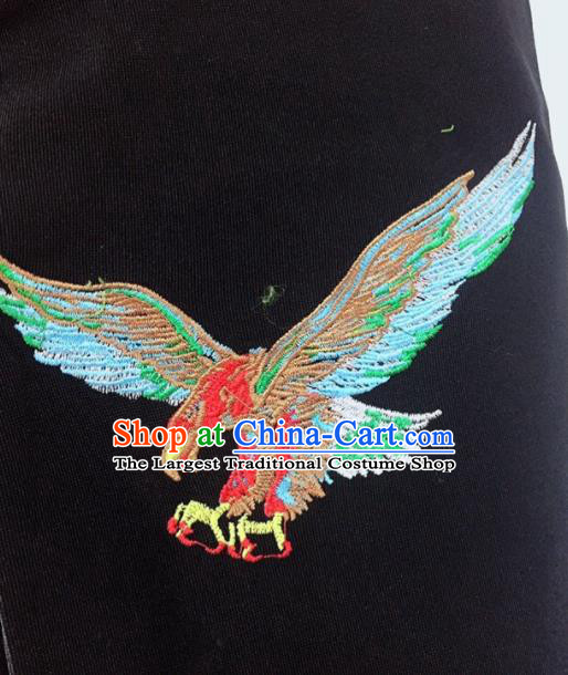 China Ethnic Costume Yi Minority Male Outer Garment Sichuan Nationality Dance Embroidered Black Jacket