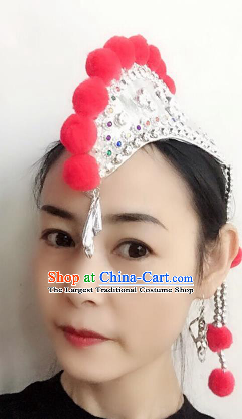 China Yunnan Minority Stage Performance Hair Accessories Ethnic Woman Cockscomb Hat Yi Nationality Folk Dance Headpiece