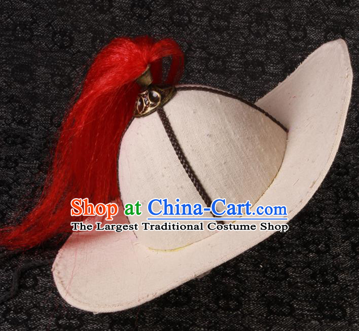 Chinese Traditional Drama Water Margin Hero Lin Chong Headwear Song Dynasty Swordsman White Hat Ancient Soldier Headdress