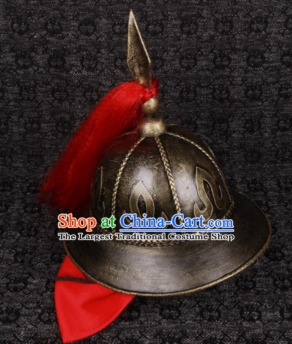 Chinese Ancient General Headdress Traditional Drama Military Officer Helmet Ming Dynasty Soldier Hat