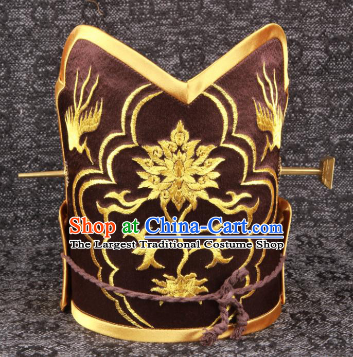 Chinese Ancient Civil Official Headdress Traditional Drama Fiesta Headwear Ming Dynasty Scholar Hat