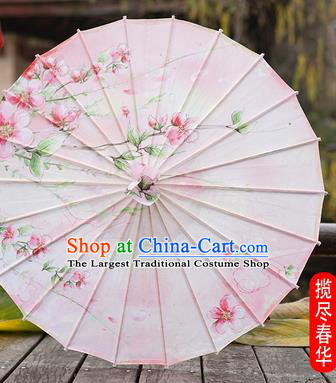 Chinese Handmade Silk Umbrella Traditional Hanfu Prop Painting Peach Blossom Umbrella Classical Dance Umbrellas