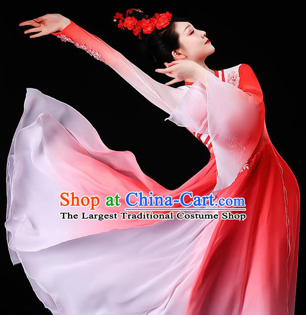 China Stage Performance Fashion Classical Dance Red Dress Beauty Dance Garment Costumes Umbrella Dance Clothing