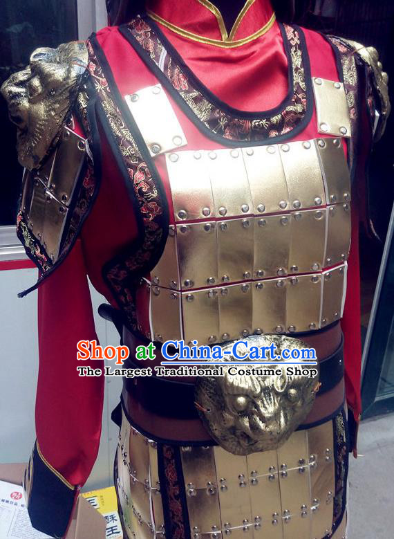 China Ancient Soldier Garment Costumes Traditional Opera Warrior Clothing Three Kingdoms Period General Armor Uniforms and Headdress