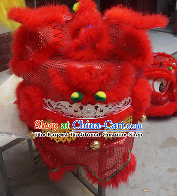 Chinese Lion Dancing Competition Costumes Set Folk Dance Red Fur Accessories Lion Dance Smile Head New Year Performance Props