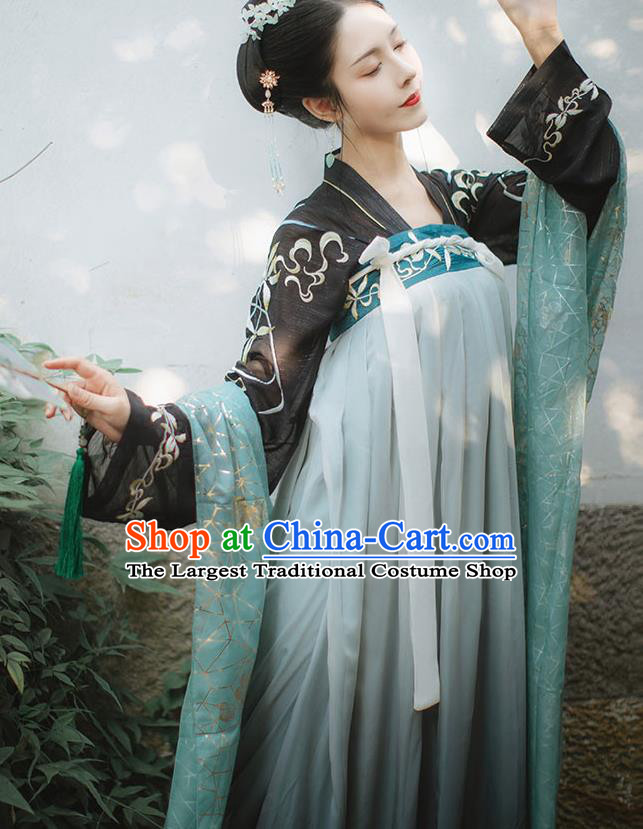 China Ancient Imperial Concubine Garment Costumes Tang Dynasty Palace Beauty Clothing Traditional Court Embroidered Hanfu Dresses