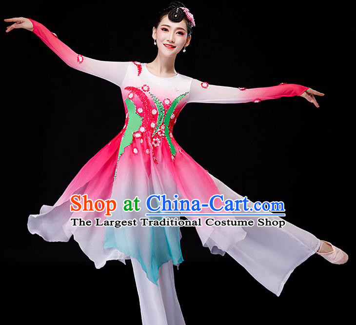 China Stage Performance Fashion Uniforms Classical Dance Pink Dress Palace Fan Dance Garment Costumes Umbrella Dance Clothing