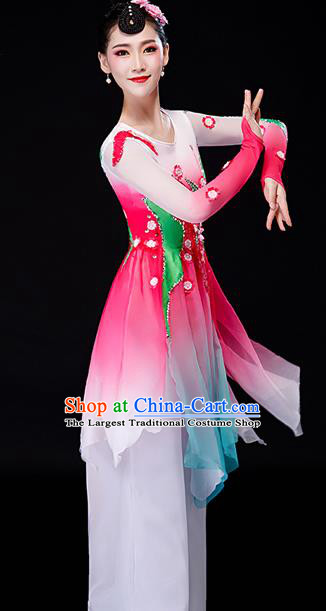 China Stage Performance Fashion Uniforms Classical Dance Pink Dress Palace Fan Dance Garment Costumes Umbrella Dance Clothing