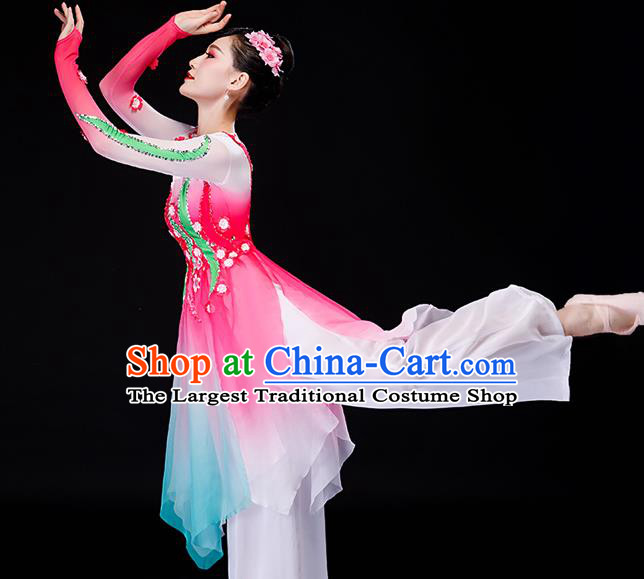 China Stage Performance Fashion Uniforms Classical Dance Pink Dress Palace Fan Dance Garment Costumes Umbrella Dance Clothing