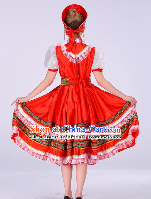 Professional Russia Modern Dance Fashion Garment Women Performance Costume Russian Court Princess Red Dress