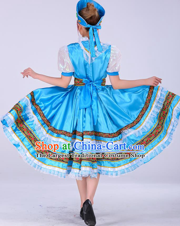 Professional Russian Court Princess Blue Dress Russia Modern Dance Fashion Garment Women Performance Costume