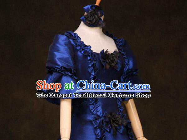 Top Western Drama Blue Full Dress Christmas Performance Garment Costume England Noble Lady Formal Attire European Court Clothing