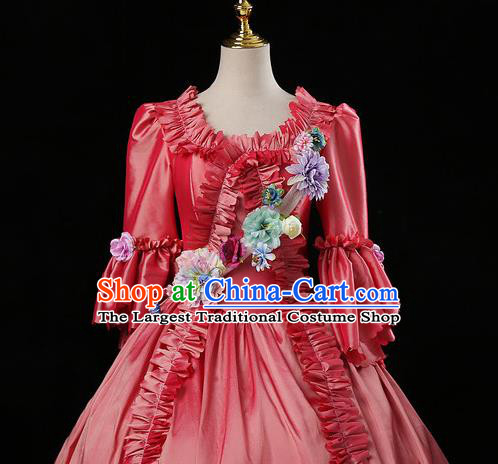Top Ballroom Dance Formal Attire European Drama Performance Clothing England Royal Princess Pink Full Dress Western Court Garment Costume