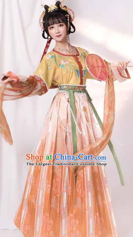 China Traditional Hanfu Dress Ancient Princess Historical Clothing Tang Dynasty Palace Beauty Garment Costumes Full Set