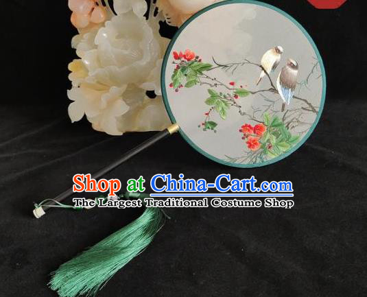 China Traditional Hanfu Dance Fan Handmade Double Sides Palace Fan Suzhou Embroidery Silk Fan Hand Embroidered Begonia Fan