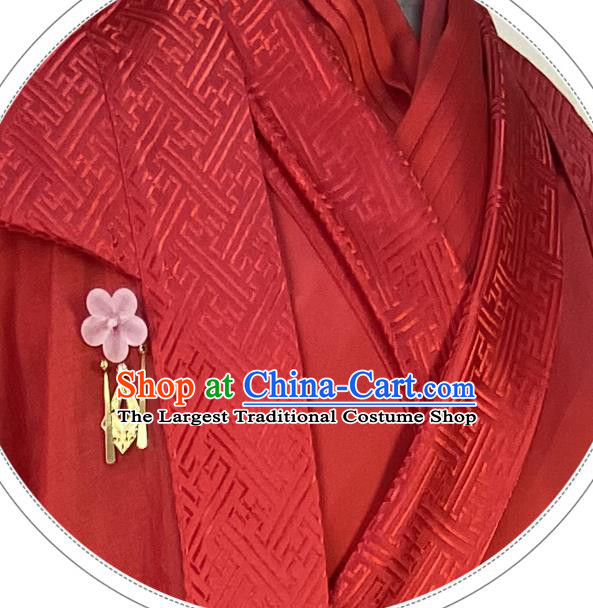 China Ancient Bride Red Robe Apparels Drama The Legend of White Snake Xu Xian Hanfu Clothing Song Dynasty Scholar Wedding Garment Costumes