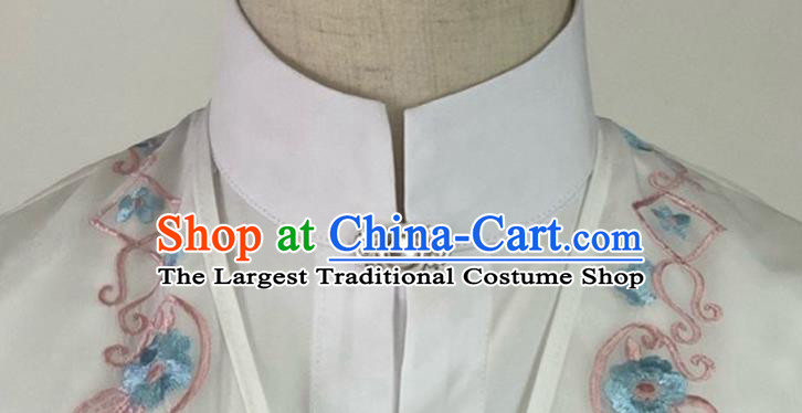 Chinese Ming Dynasty Young Beauty White Dress Outfits Traditional Drama The Sword and the Brocade Tan Songyun Garment Costumes Ancient Noble Lady Clothing