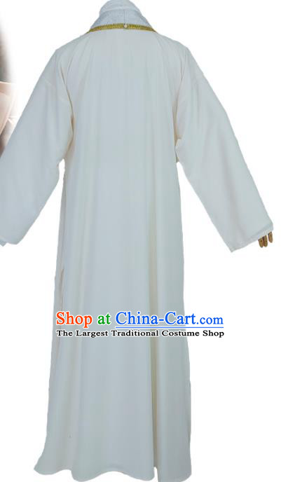 China Ancient Swordsman White Robe Apparels Drama The Legend of Fei Xie Yun Clothing Ming Dynasty Young Childe Garment Costumes