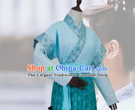 Chinese Tang Dynasty Swordswoman Green Dress Outfits Traditional Drama Chang Ge Xing Li Changge Garment Costumes Ancient Princess Clothing