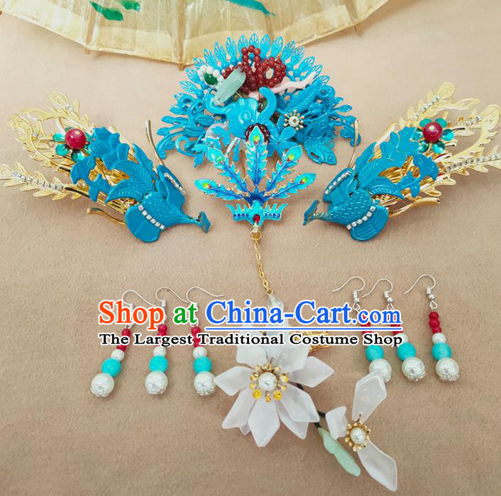 China Ancient Imperial Consort Phoenix Hair Crown and Hairpins Qing Dynasty Court Woman Headpieces Traditional Drama Story of Yanxi Palace Hair Accessories
