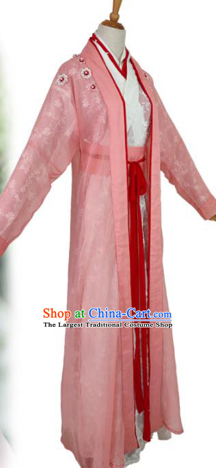 Chinese Tang Dynasty Swordswoman Pink Dress Outfits Traditional Drama Love and Redemption Chu Linglong Garment Costumes Ancient Young Beauty Clothing