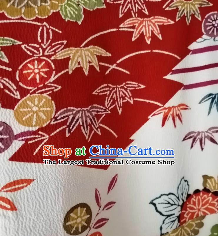 Japan Young Woman Garment Costume Kyoto Printing Silk Yukata Dress Traditional Chrysanthemum Pattern Tsukesage Kimono Clothing