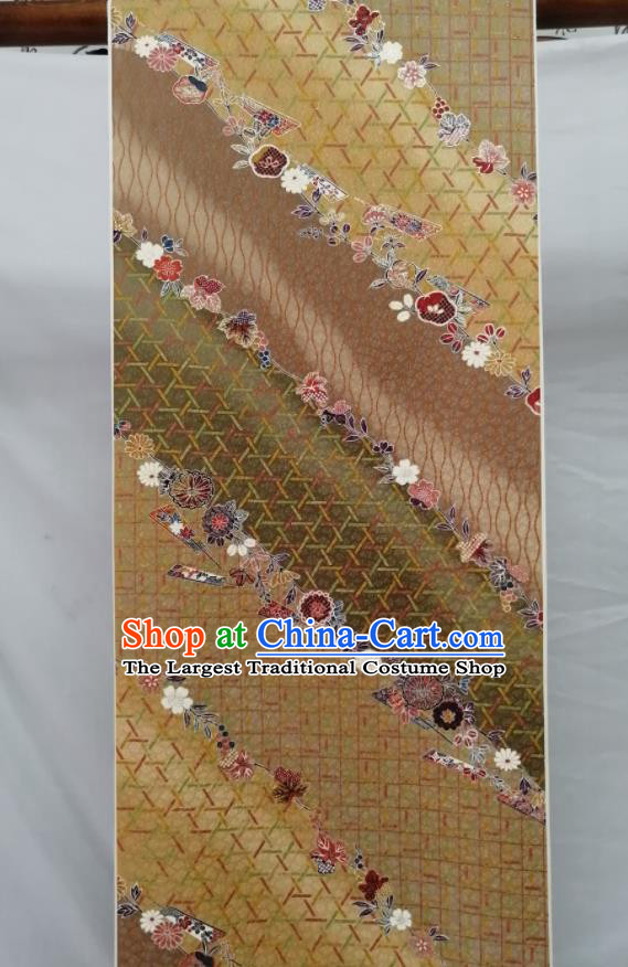 Japanese Traditional Yukata Belt Silk Fabric Classical Daisy Pattern Waistband Material Kimono Dress Corset Accessories