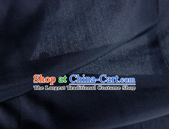 Japanese Male Haori Outer Garment Clothing Traditional Kimono Overcoat Jacket Classical Pattern Navy Silk Apparel