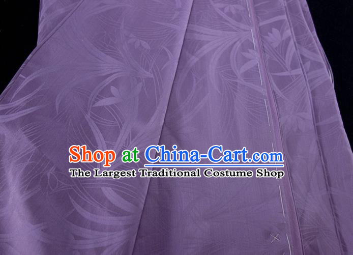 Japan Elderly Woman Garment Costume Traditional Purple Silk Yukata Dress Classical Branch Pattern Iromuji Kimono Clothing
