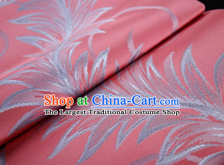 Japanese Traditional Yukata Pink Silk Belt Classical Pteris Pattern Waistband Kimono Dress Corset Accessories