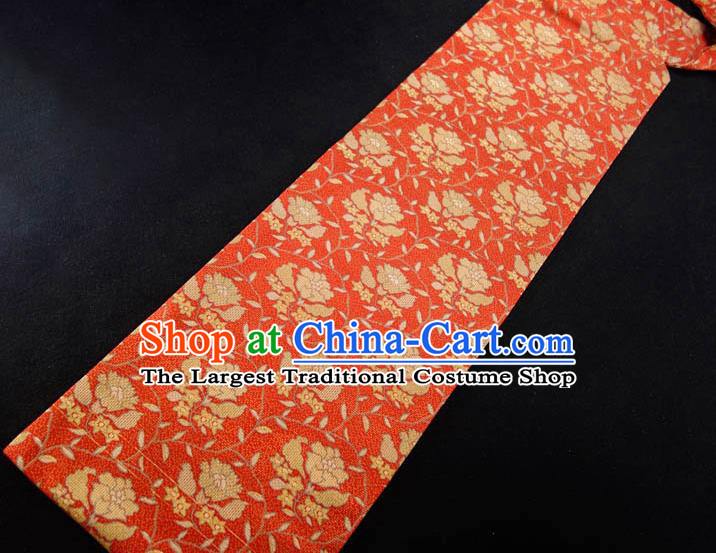 Japanese Classical Flowers Pattern Waistband Kimono Dress Corset Accessories Traditional Yukata Red Belt
