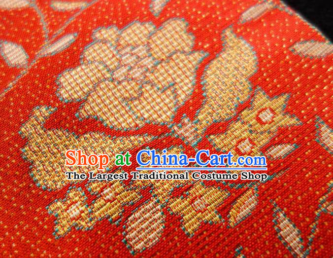 Japanese Classical Flowers Pattern Waistband Kimono Dress Corset Accessories Traditional Yukata Red Belt