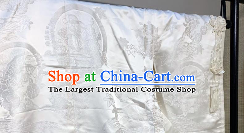 Japan Court Wedding Bride Garment Costume Traditional Geisha White Silk Yukata Dress Classical Flowers Pattern Shiromuku Kimono Clothing